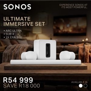 Sonos Ultimate Immersive Set — Arc Ultra soundbar, Sub 4 and 2 x Era 300 surround speakers