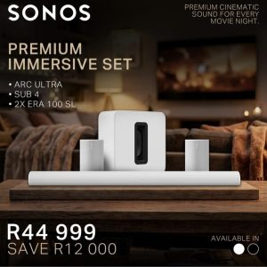 Sonos Premium Immersive Set — Arc Ultra soundbar, Sub 4 and 2 x Era 100 SL surround speakers