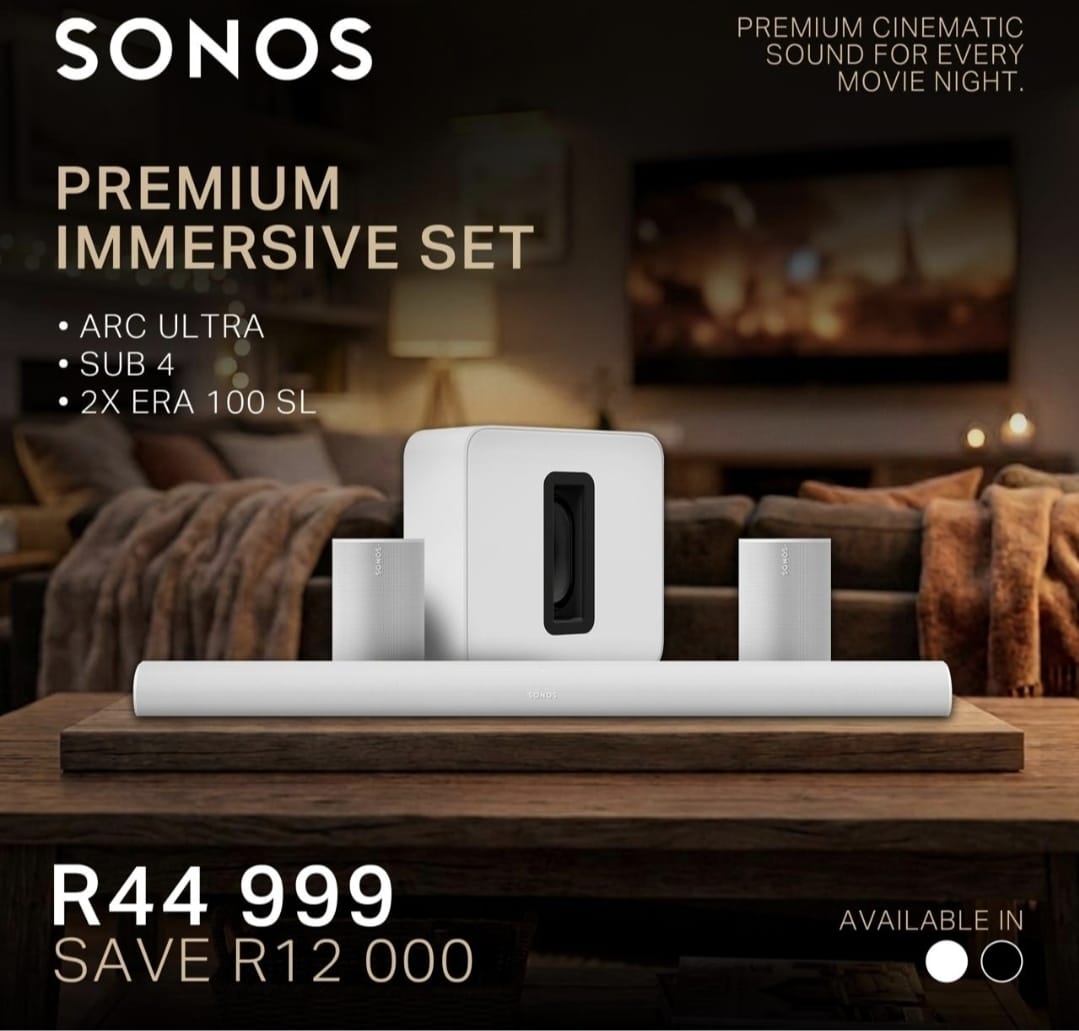 Sonos Premium Immersive Set — Arc Ultra soundbar, Sub 4 and 2 x Era 100 SL surround speakers