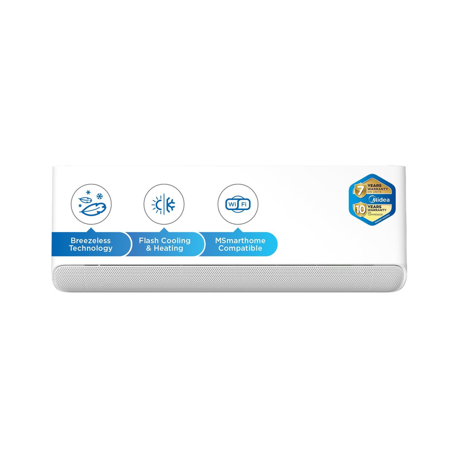 Midea Breezeless E R32 inverter mid-wall split air conditioner - indoor and outdoor unit